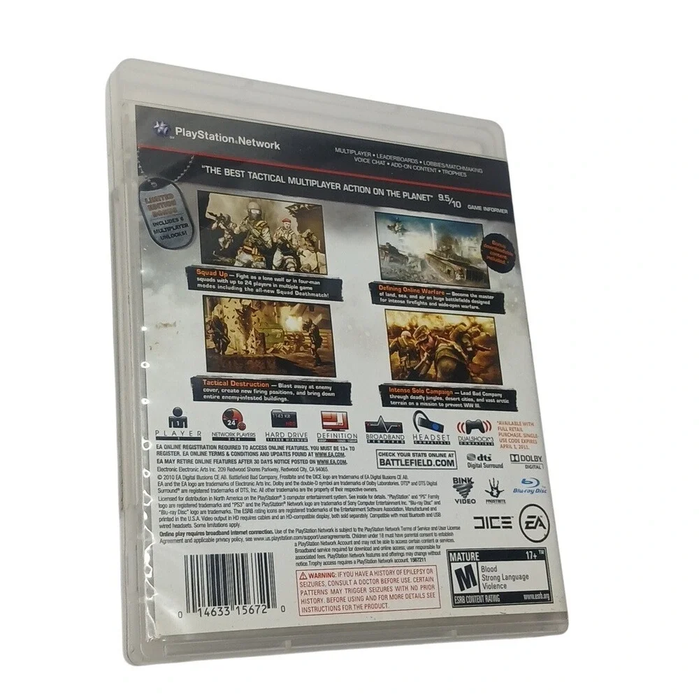 EA Battlefield Bad‎ Company 2 PS3 OS White Limited Edition Shooter Game